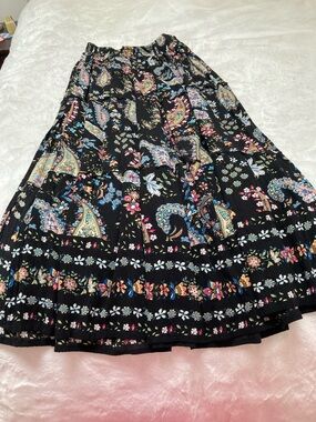 Bila Black Paisley & Floral Tiered Maxi Skirt